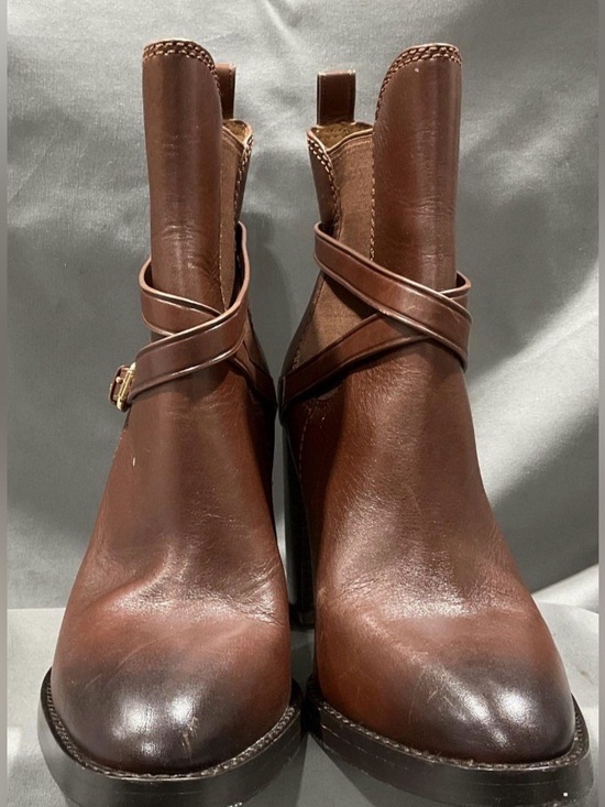 Coach Shoes - Coach, size 11, Brown Leather Ankle Boots w/ Wrap Strap Detail, EUC